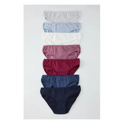 Trendyol Blue-Multi Colorful 7-Pack Cotton Classic Knitted Panties