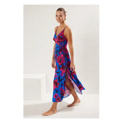 Trendyol Pink-Multicolored Floral Relaxed Maxi Woven 100% Viscose Dress