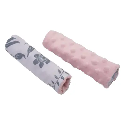 Medi Partners Stroller belt protectors (2 pcs.) cotton + minky – Berry + pink Minky