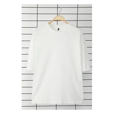 Trendyol Ecru Boxy/Square Cut 100% Cotton Basic T-Shirt