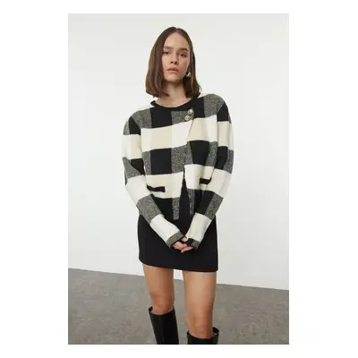 Trendyol Black Soft Texture Coat-Look Knitwear Cardigan