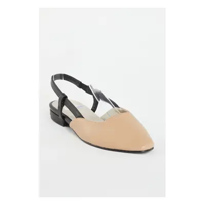 Trendyol Women's Ballerinas with Open Back and Tan Color Block TAXSS24BE00005