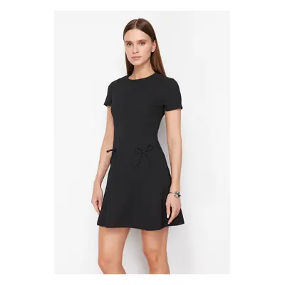 Trendyol Black Skirt Waist Opening Bow Detail Mini Woven Dress