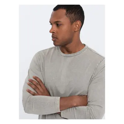 Ombre Men's wash longsleeve with round neckline - light grey