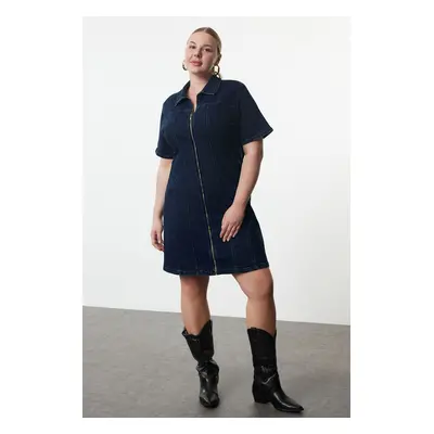 Trendyol Curve Dark Blue Comfort Denim Plus Size Dress