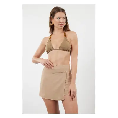 Trendyol Beige Woven Linen Look Short Skirt