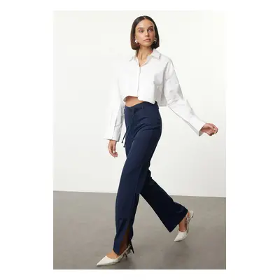 Trendyol Navy Blue V Waist Detailed Woven Fabric Trousers