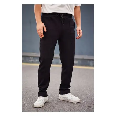 Trendyol Black Regular Cut Textured Stitch Detailed Sweatpants