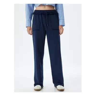 Koton Tracksuit Trousers Wide Leg Pocket Waist Tie Cotton