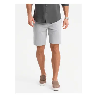 Ombre Men's SLIM FIT structured knit shorts - light grey