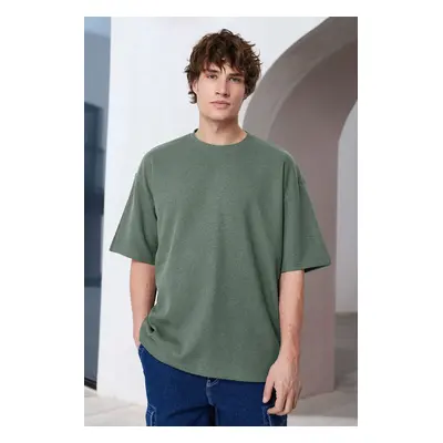 Trendyol Basic Mint Oversize/Wide Cut Textured Waffle Short Sleeve T-Shirt