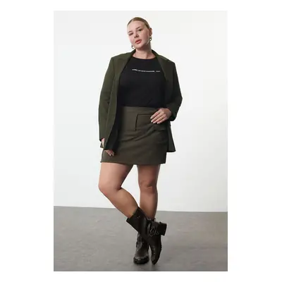 Trendyol Curve Khaki Woven Plus Size Skirt