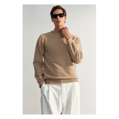 Trendyol Premium Camel Regular Fit Half Turtleneck Soft Basic Knitwear Sweater