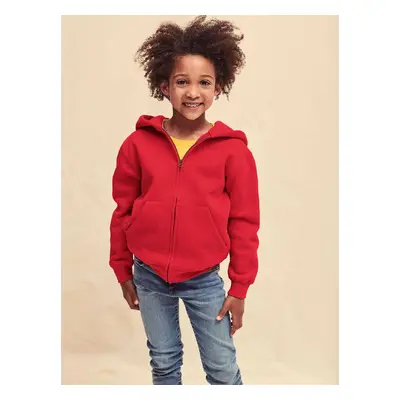 Red Kids Hoodie Zip Through Hooded Sweat Fruit of the Loom