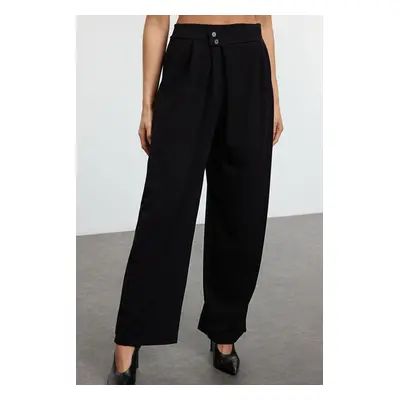 Trendyol Black Buttoned Double Breasted Pleated Detailed Trousers