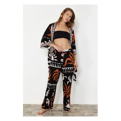 Trendyol Abstract Patterned Weaving 100% Cotton Beach Pants