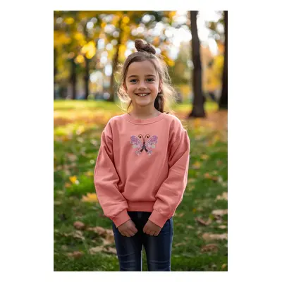 Trendyol Salmon Girl Printed Cotton Knitted Sweatshirt