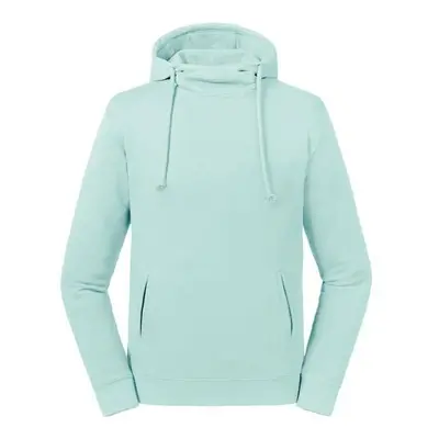 Niebieska bluza unisex Pure Organic High Collar Hooded Sweat Russell