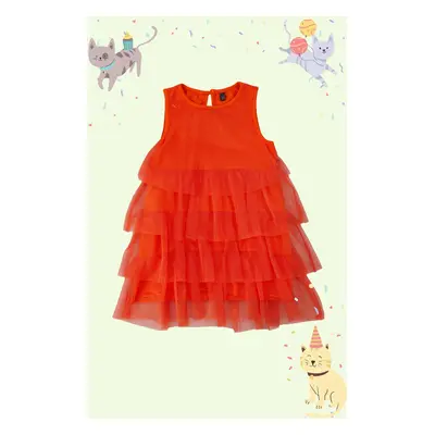 Trendyol Pink Girl Ruffle Detail Cotton Tulle Knitting Dress