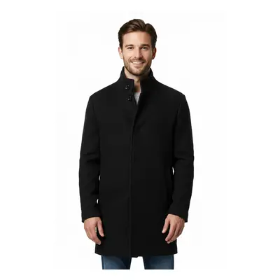 Trendyol Black Regular Fit Hidden Buttoned Stand-up Collar Cashmere Winter Coat