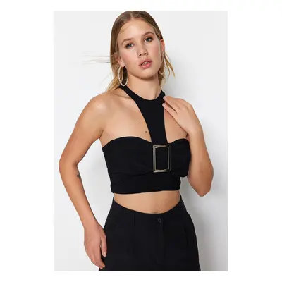 Trendyol Black Crop Accessory Knitted Bustier