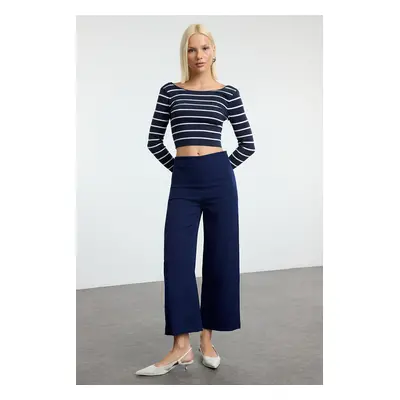 Trendyol Navy Blue Culotte Pattern Woven Trousers