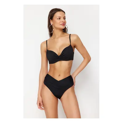 Trendyol Black V-Line High Waist Regular Bikini Six