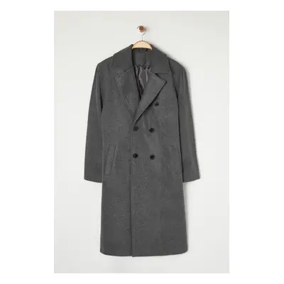 Trendyol Anthracite Loose Fit Double Breasted Long Cashmere Winter Coat