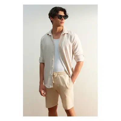 Trendyol Ecru Regular Fit Linen Look Shorts