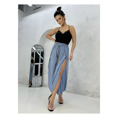 Trousers blue Och Bella BI-81378.steelblue