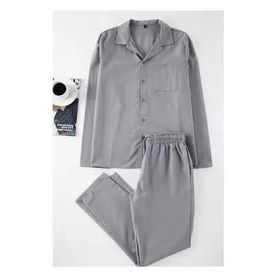 Trendyol Grey Regular Fit Woven Pajama Set