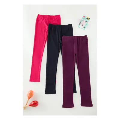 Trendyol Navy Blue-Fuchsia-Purple Plain Knitted Tights