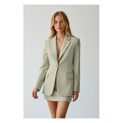 Trendyol Light Khaki Padded Fitted Woven Blazer Jacket