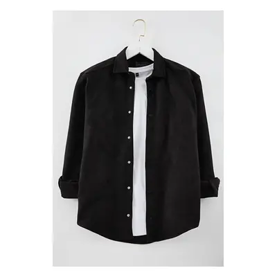 Trendyol Black Slim Fit Suede Winter Shirt