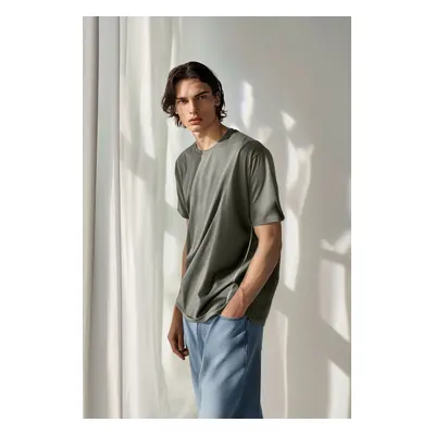 Trendyol Anthracite Oversize/Wide Cutting More Sustainable Piping 100% Cotton Organic T-shirt