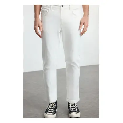 Trendyol White Regular Fit Gabardine Woven Trousers