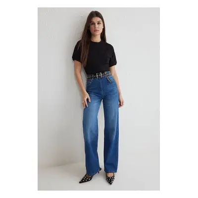 Trendyol Blue High Waist Wide Leg Jeans