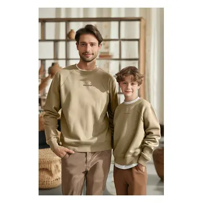 Trendyol Mink Boy Father-Son Slogan Knitted Sweatshirt