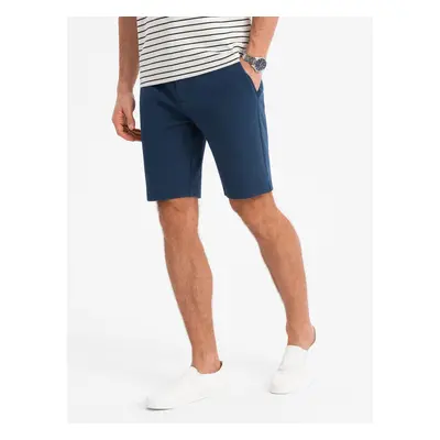 Ombre Men's SLIM FIT shorts in structured knit fabric - navy blue