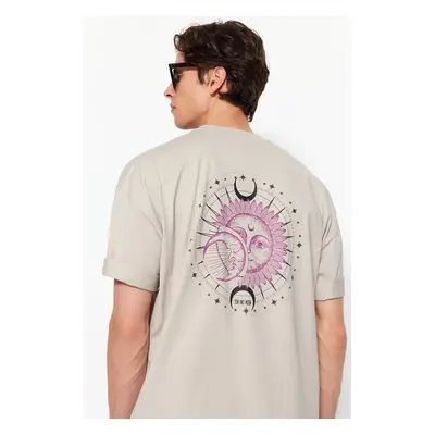 Trendyol Stone Oversize/Wide Cut 100% Cotton Mystic Printed T-Shirt