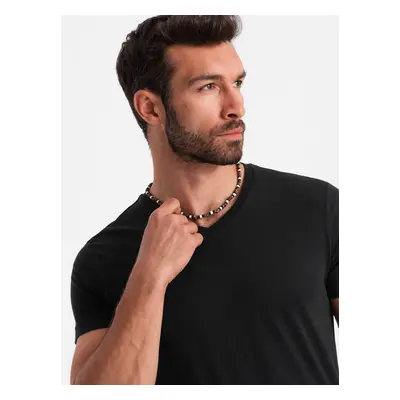 Ombre BASIC men's classic cotton T-shirt with a crew neckline - black