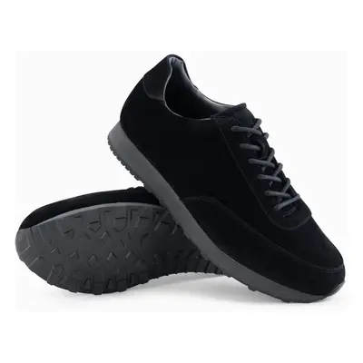 Ombre Men's sports shoes sneakers in eco leather with suede finish- black