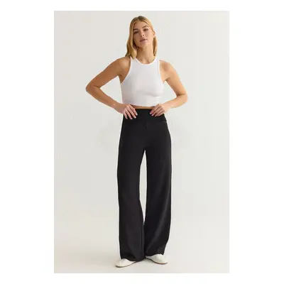 Trendyol Black Elastic Waist Wide Leg/Wide Leg Woven Trousers