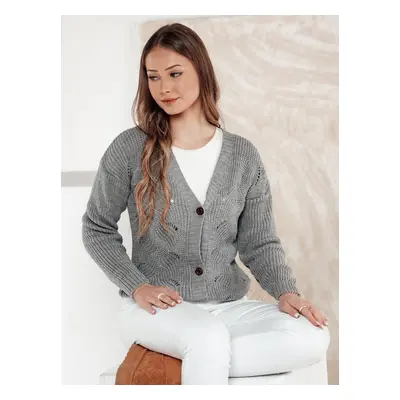 Sweter damski rozpinany KNITVIA jasnoszary Dstreet