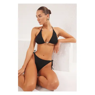 Trendyol Black Triangle Premium Star Accessory Regular Bikini Set