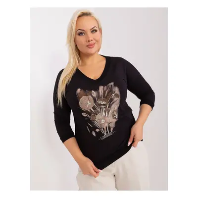 Černá dámská halenka plus size s výstřihem