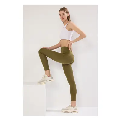 Trendyol Dark Khaki Full Length Knitted Sports Tights with Pocket Detail