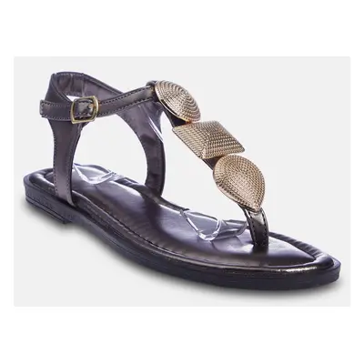 Trendyol Platinum Metal Accessory Detailed Flip Flops Women's Sandals