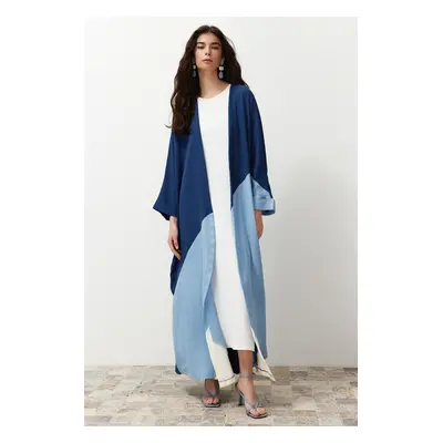 Trendyol Indigo Color Blocked Long Woven Cap & Abaya