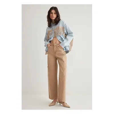 Trendyol Camel Pocket Detailed High Waist Barrel Jeans